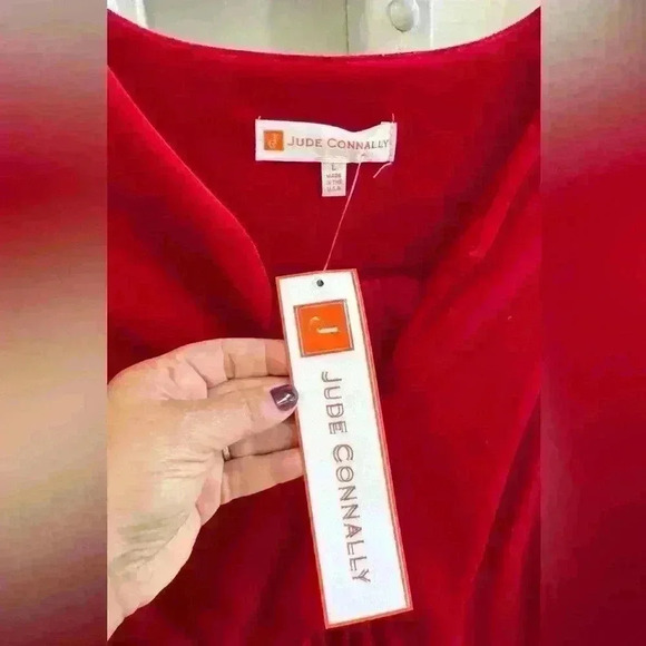 🍓NWT Jude Connally Rich Red Velvet Dress - Picture 8 of 9